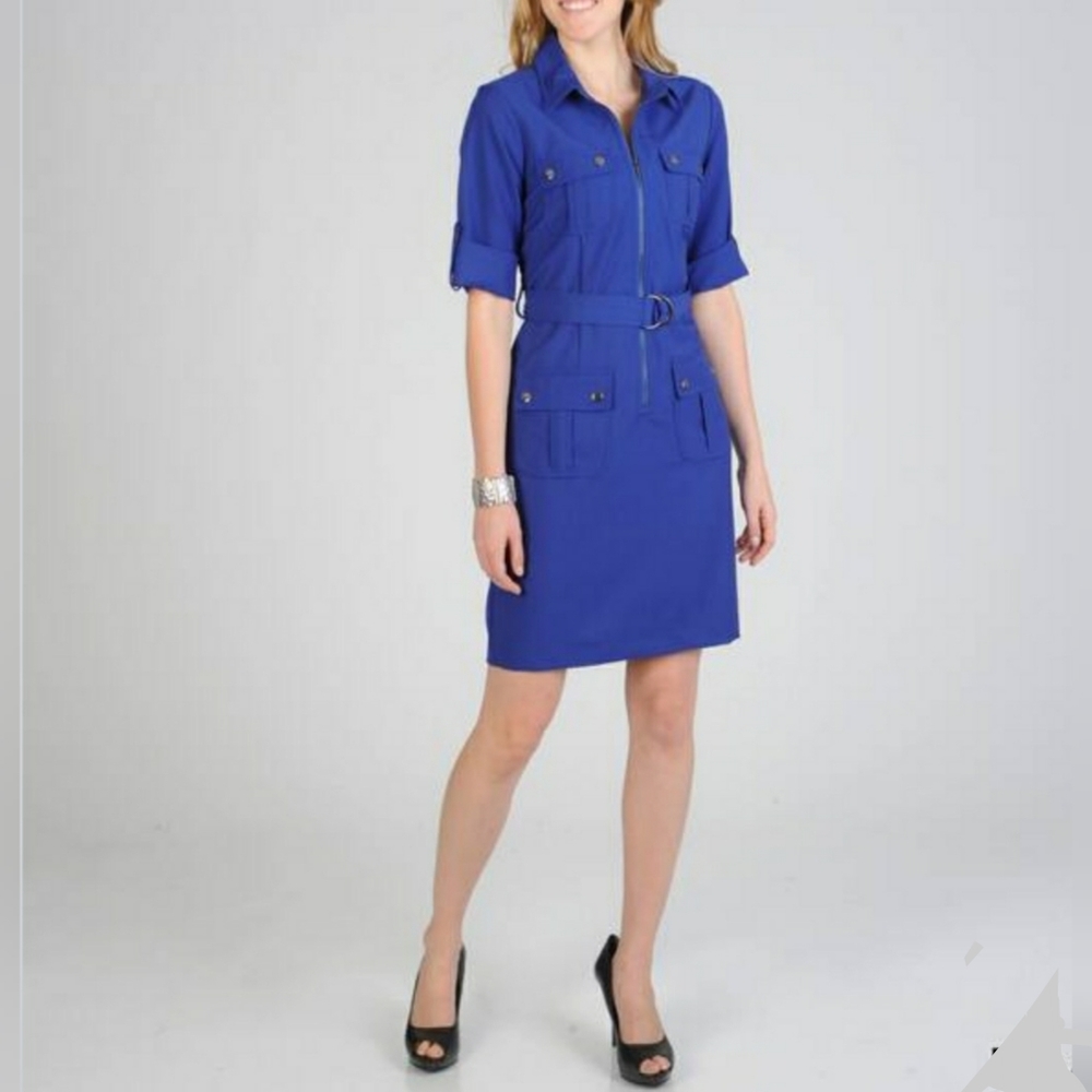 ⭐HP⭐ Sharagano Belted Front Zip Utility Dress